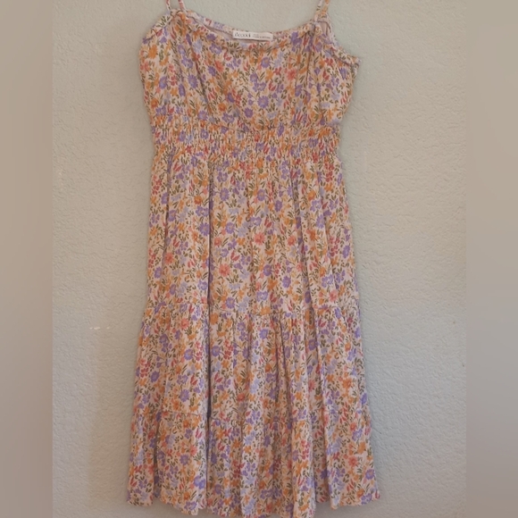 Be Cool Y2K Sunflower Daisy Floral Tiered Smocked Waist Feminine Girly Sundress - Picture 3 of 7